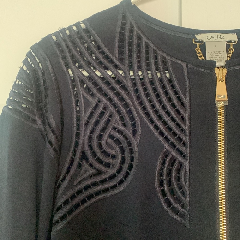 Cache Navy Jacket Size 6 - Picture 2 of 11